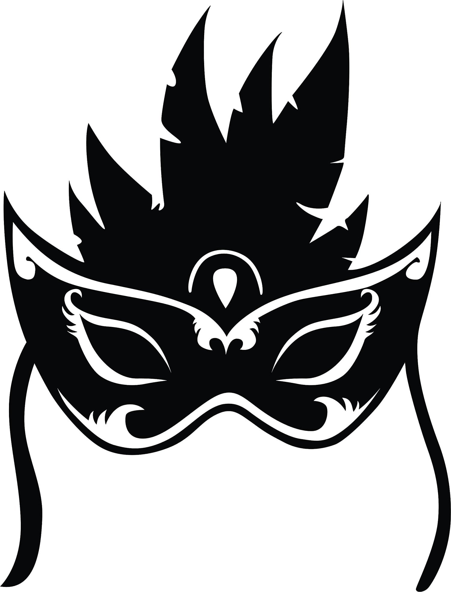 Black MDF wall art featuring a decorative masquerade mask design with intricate details, focusing on the product.