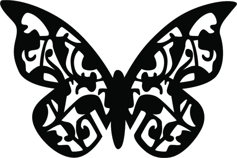Elegant butterfly-shaped MDF wall decor with intricate patterns, 