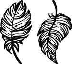 Two intricately designed black MDF feather wall decor pieces, the image is an enlarged picture of the product.
