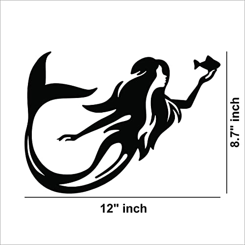 Elegant mermaid silhouette wall art in black, the image is the dimensional picture of the product with .7 inch by 12 inch.