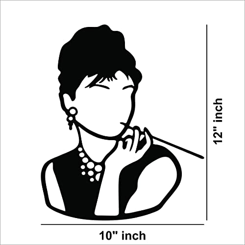 Wall art of a vintage woman silhouette with elegant details, the dimensional image of the product is 12 inch by 10 inch.