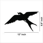 Black flying bird wall decor featuring a silhouette of a bird mid-flight, the dimensional image of the product with 6.8 inch by 12 inch.