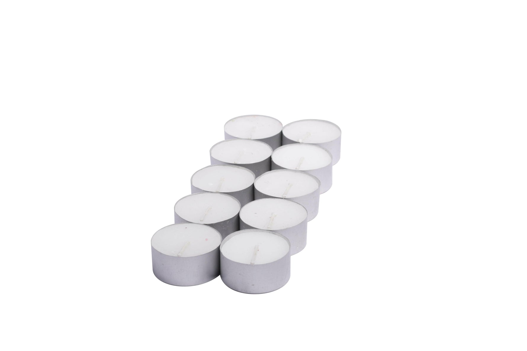 set of 10 long-burning unscented 2-inch tealight candles paraffin wax
