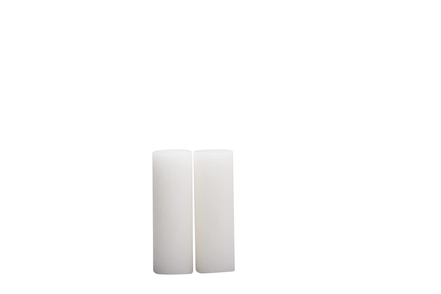 Set of 2 white pillar candles in elegant packaging, perfect for home decor and special occasions