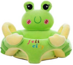 Green frog-shaped plush baby sofa seat for toddlers