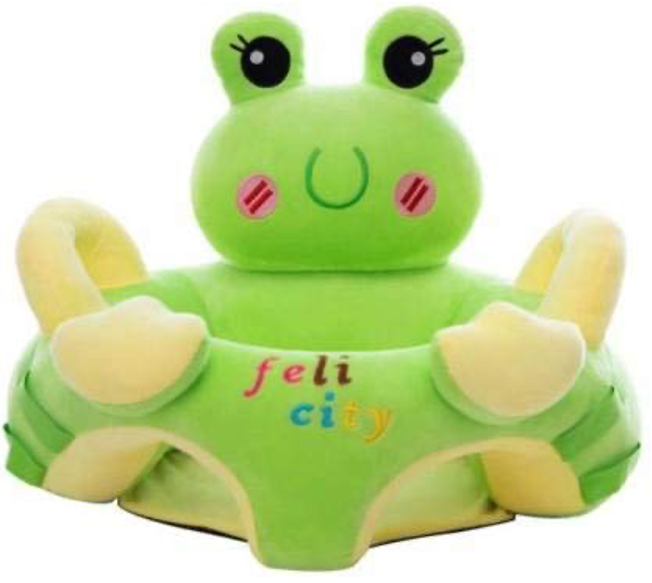 Green frog-shaped plush baby sofa seat for toddlers